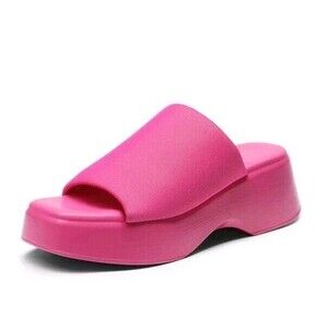 DREAM PAIRS Knitted Chunky Flatform Slip On Sandals Size 6 Women Y2K FUNKY Pink